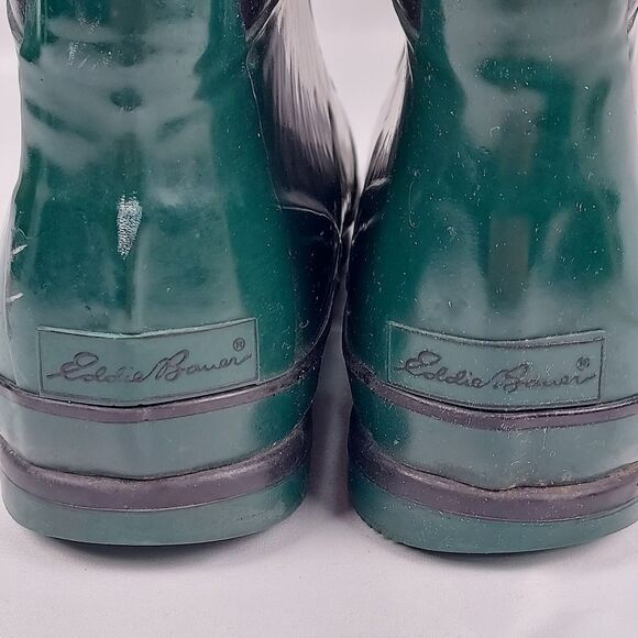 Eddie Bauer Green Rubber Rain Boots Mens 9 Lace Up Waterproof Outdoor main image 7